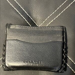 Coach Black Leather Key & Card Holder
